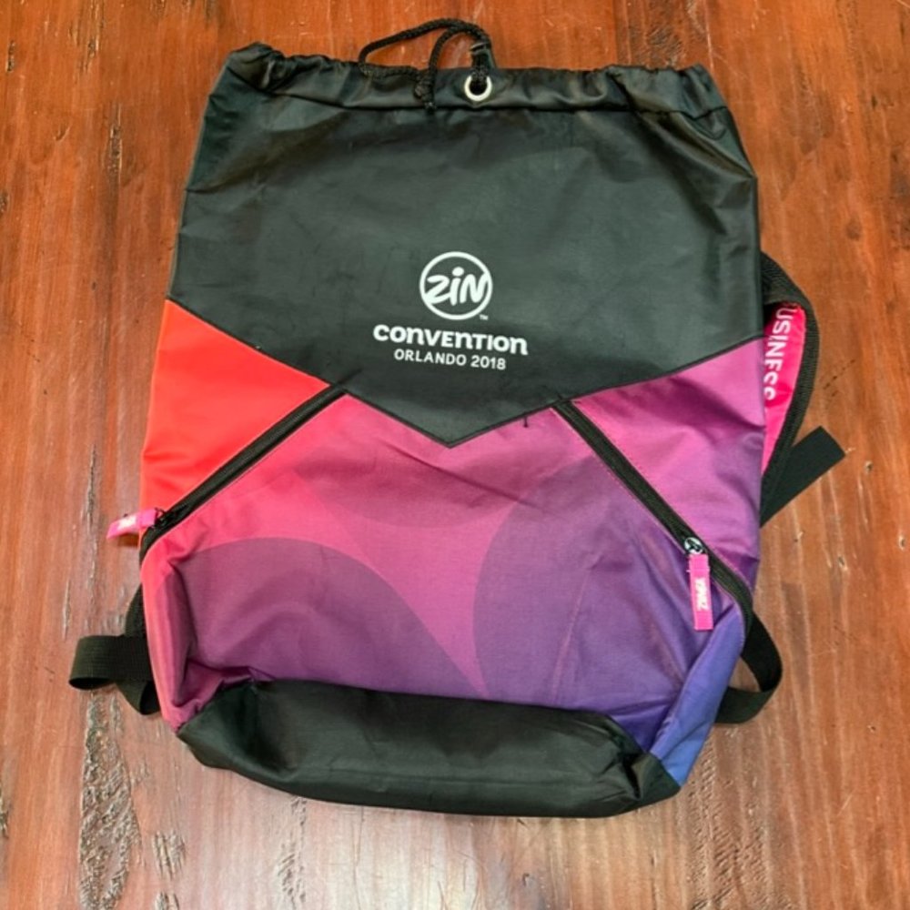 ⭐️ 3/$30 Zumba Convention ZINCON 2018 Drawstring Bag Backpack NEW